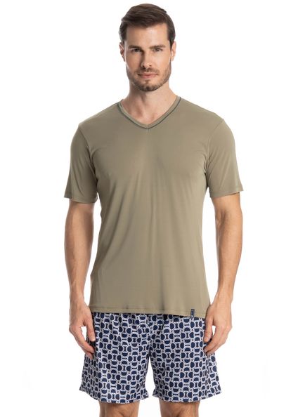 Pijama Masculino Curto Clóvis Tombini Verde - Imagem 1