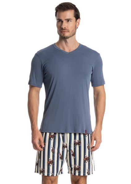 Pijama Masculino Curto Clóvis Azul-2 - Imagem 1