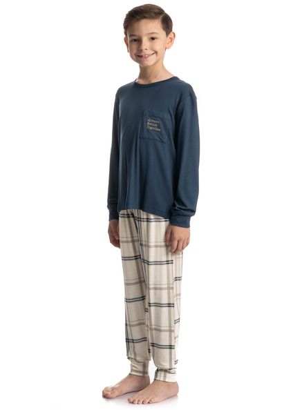 Pijama Infantil Unissex Longo Winter Azul-marinho - Imagem 1