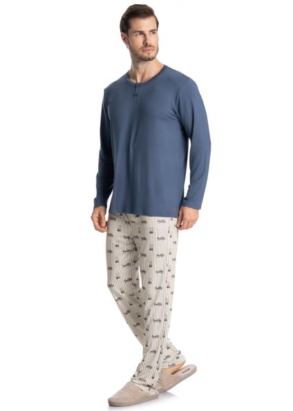 Pijama Longo Masculino Remo Azul-2 - Imagem 1