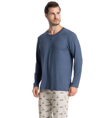 Pijama Longo Masculino Remo - Imagem 3 - Mobile