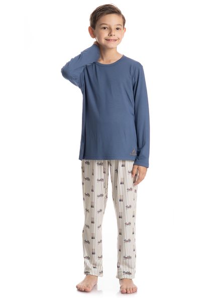 Pijama Infantil Longo Masculino Remo Azul-2 - Imagem 1