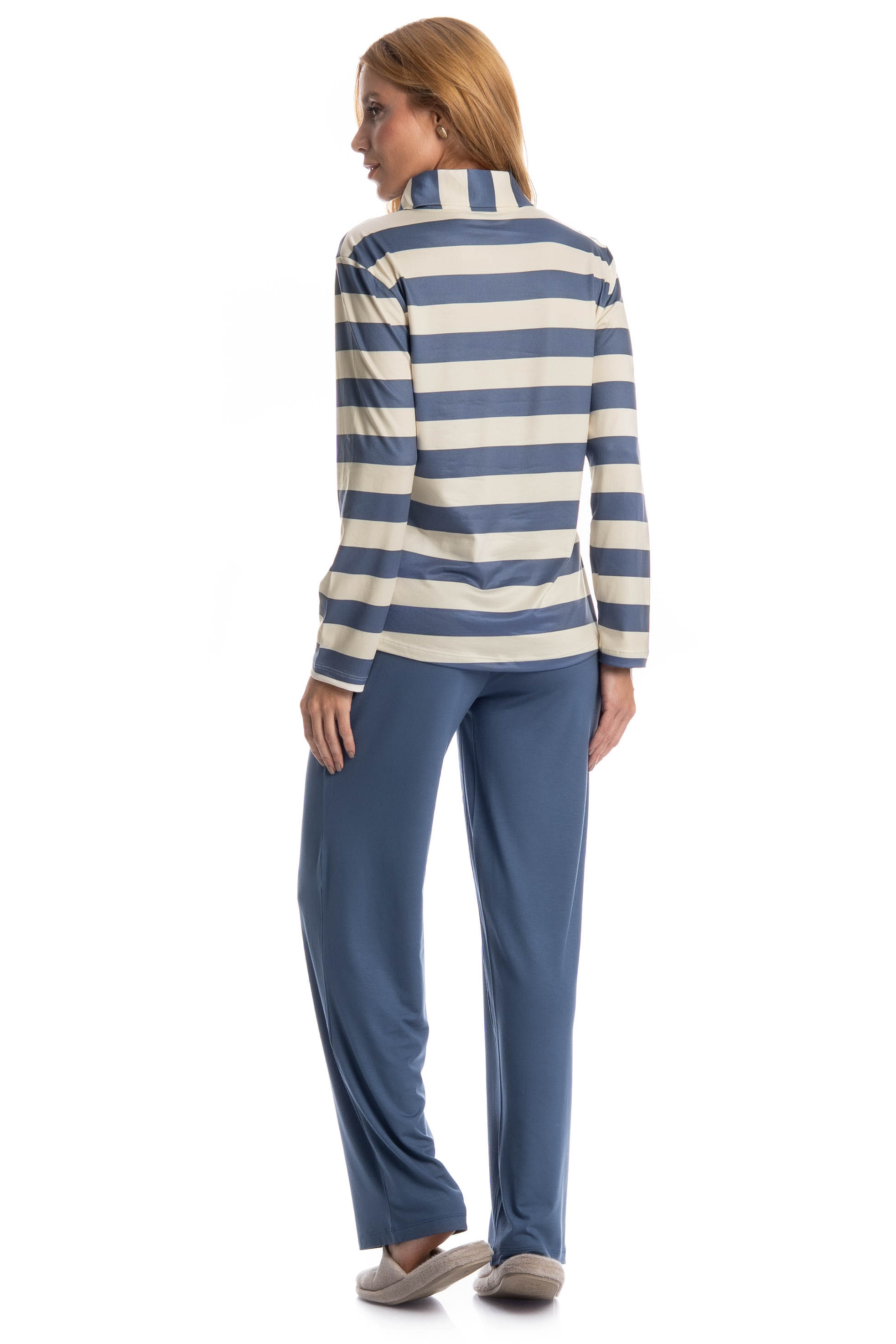 Pijama Remo Longo Feminino Azul-2 - Imagem 2
