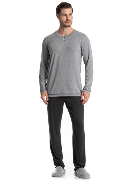 Pijama Longo Masculino Henri Cinza - Imagem 1
