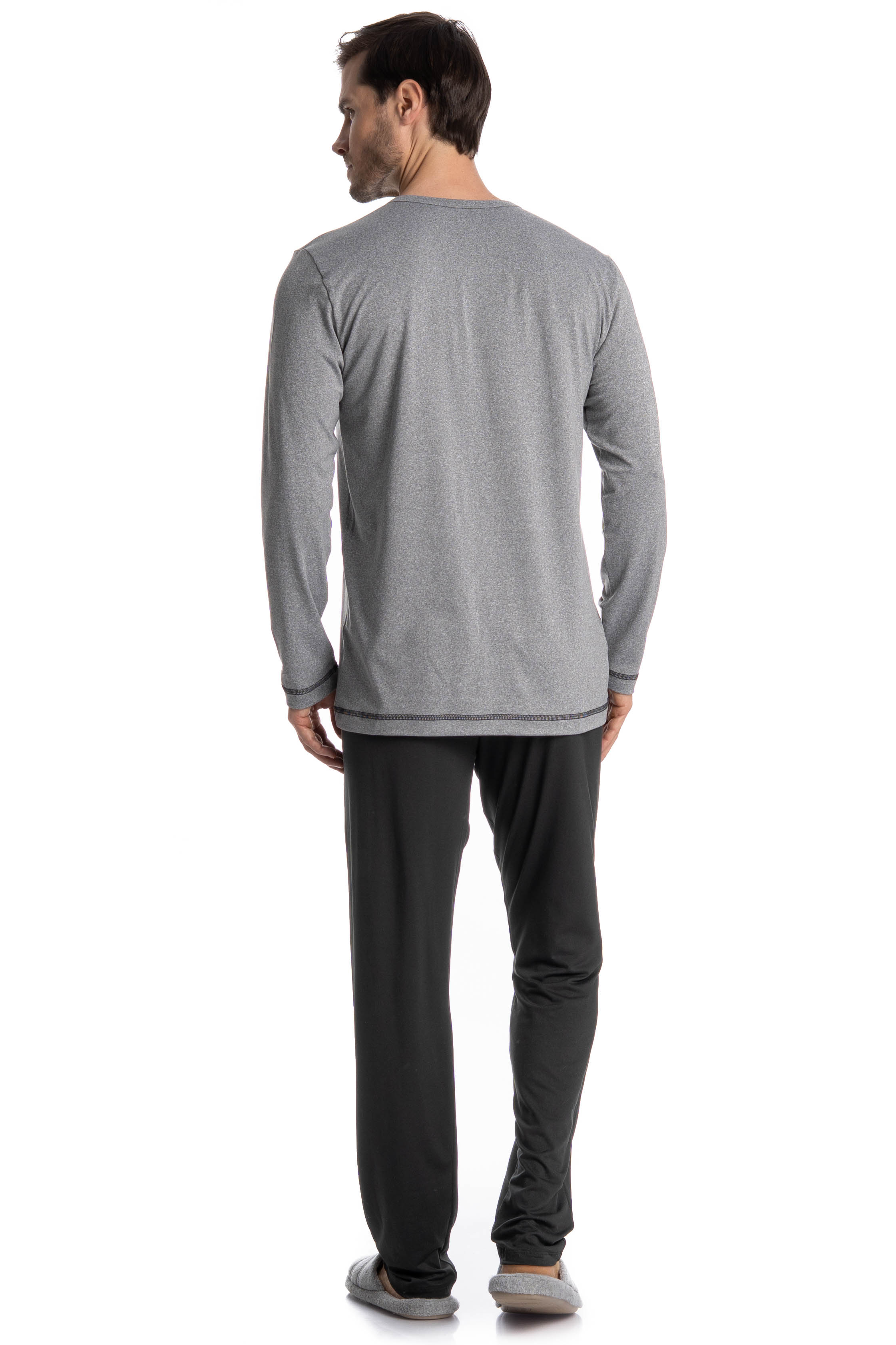 Pijama Longo Masculino Henri Cinza - Imagem 2