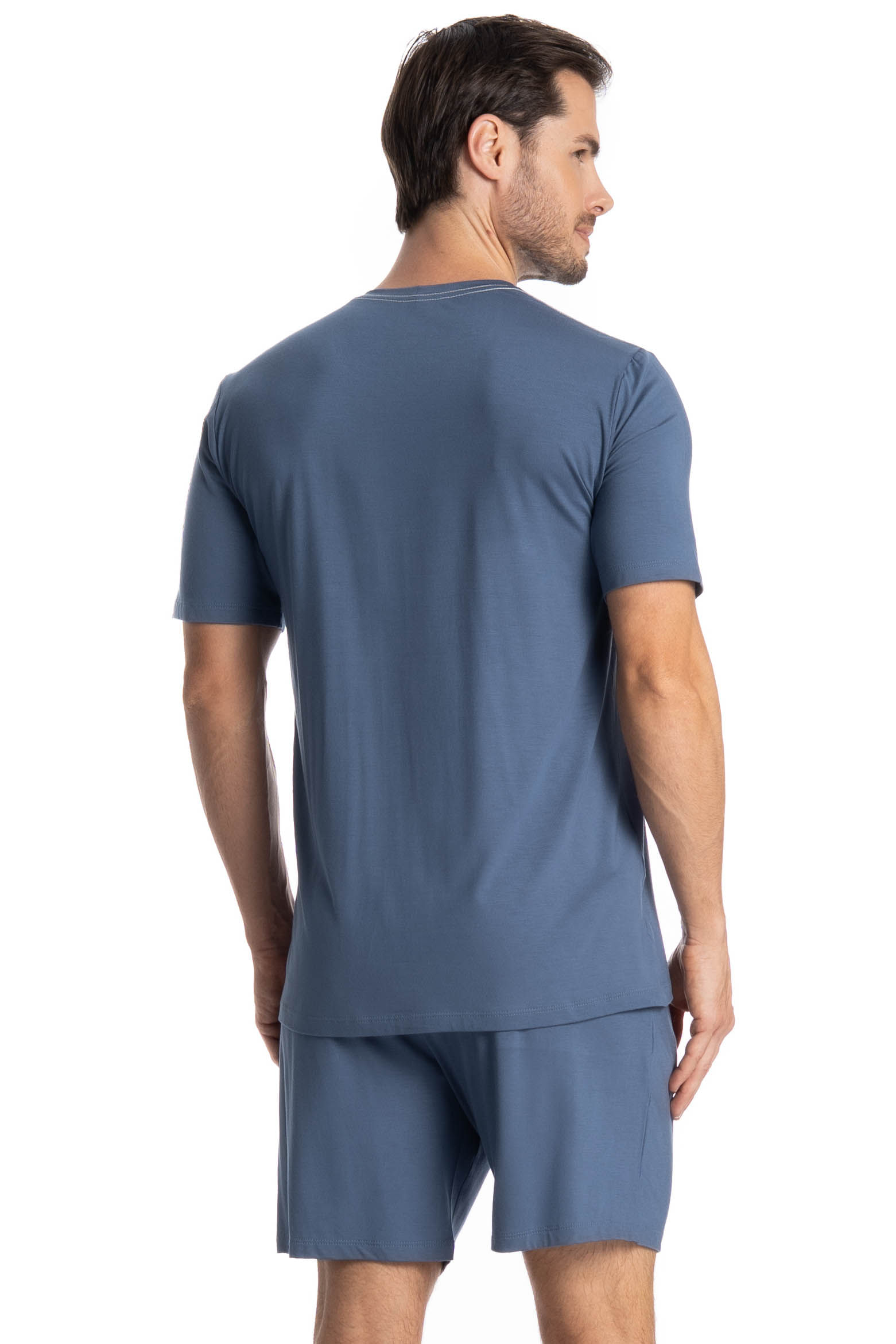 Pijama Lucca Curto Com Bolso Azul-2 - Imagem 2