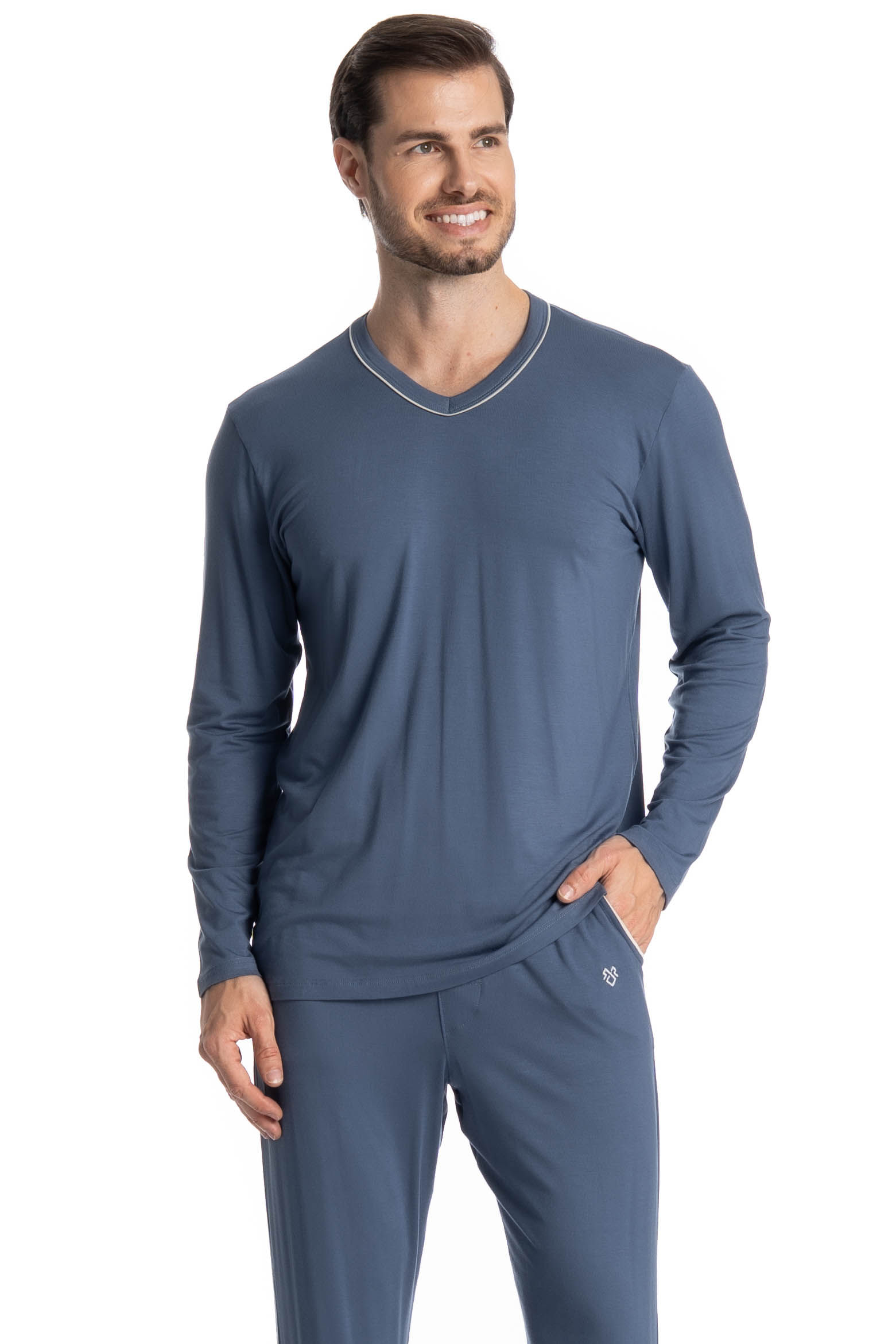 Pijama Masculino Longo Com Bolso Lucca - Imagem 3 - Mobile