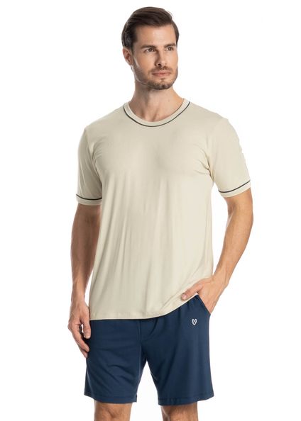 Pijama Masculino Curto Augusto Azul-marinho - Imagem 1