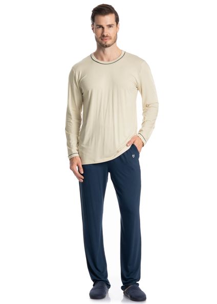 Pijama Masculino Longo Augusto Azul-marinho - Imagem 1