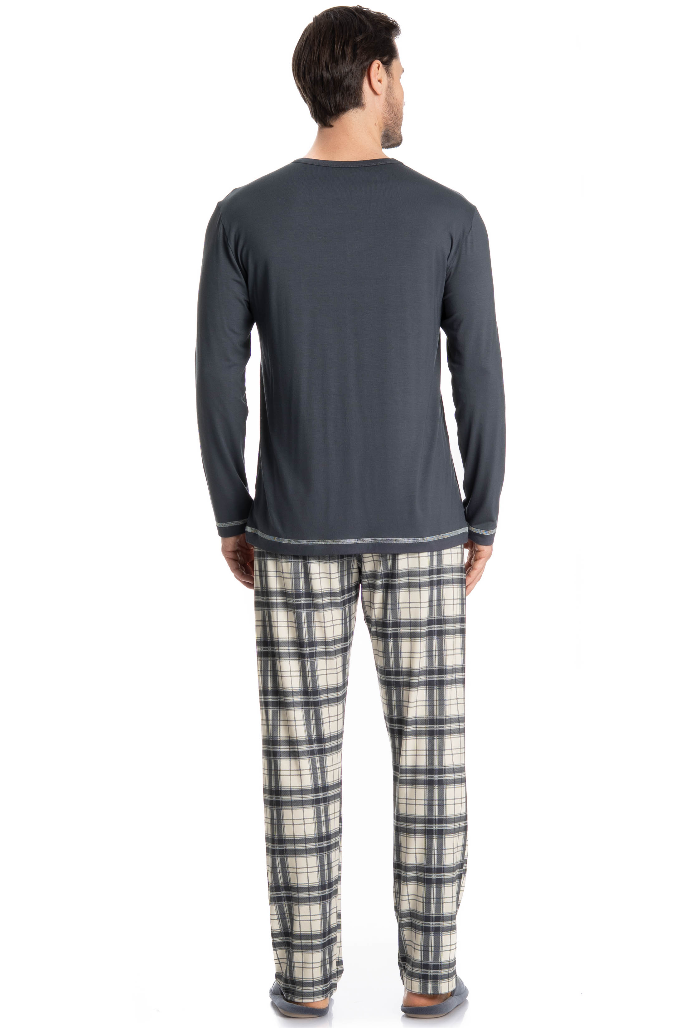 Pijama Masculino Longo Vicente Cinza - Imagem 2