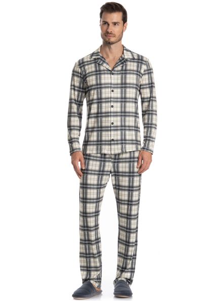 Pijama Longo Americano Vicente Cinza - Imagem 1