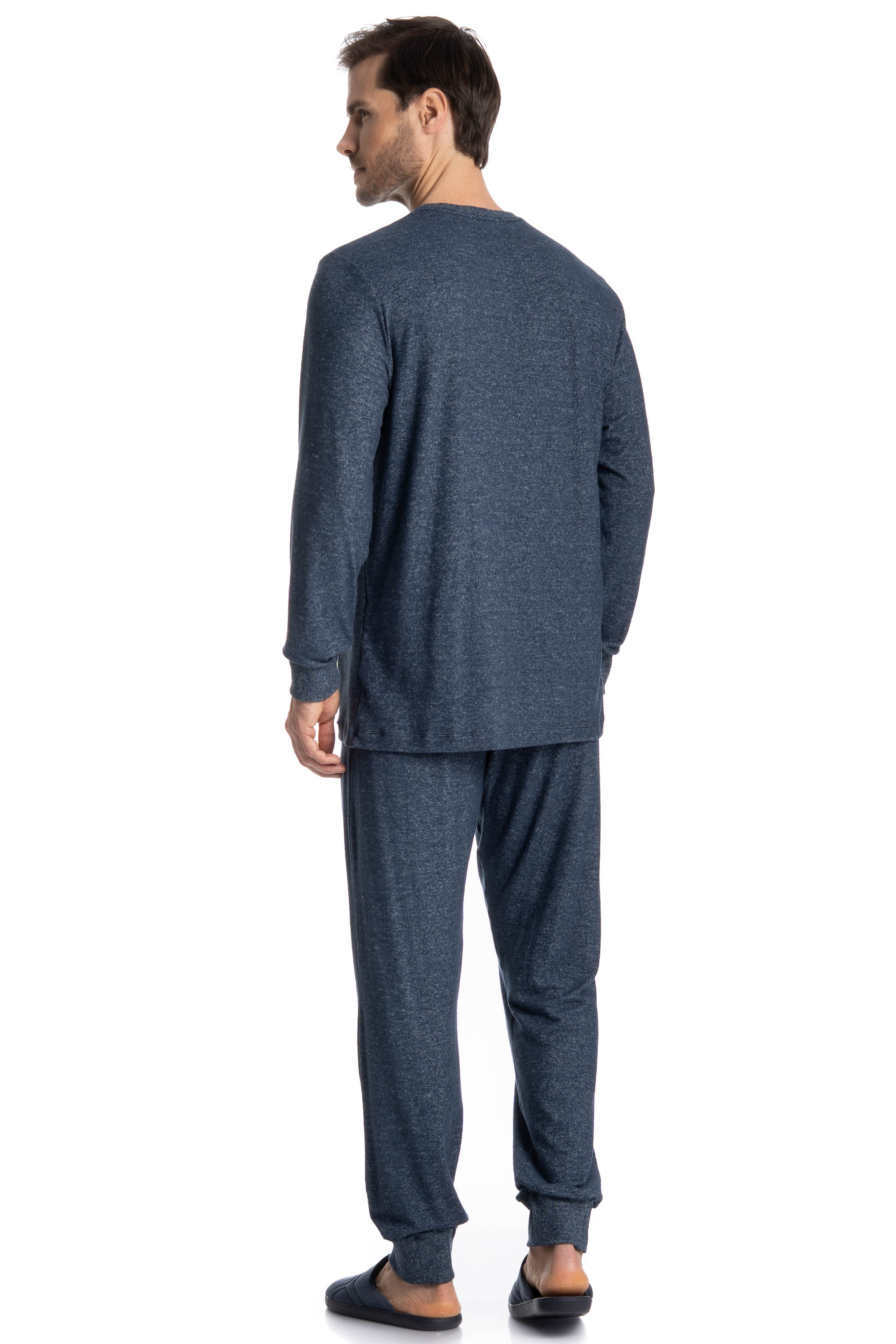 Pijama Longo Masculino Cashmere Azul-marinho - Imagem 2