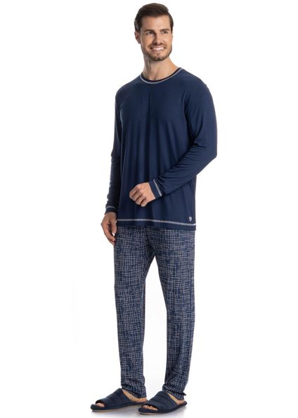 Pijama Masculino Longo Luigi Azul-marinho - Imagem 1