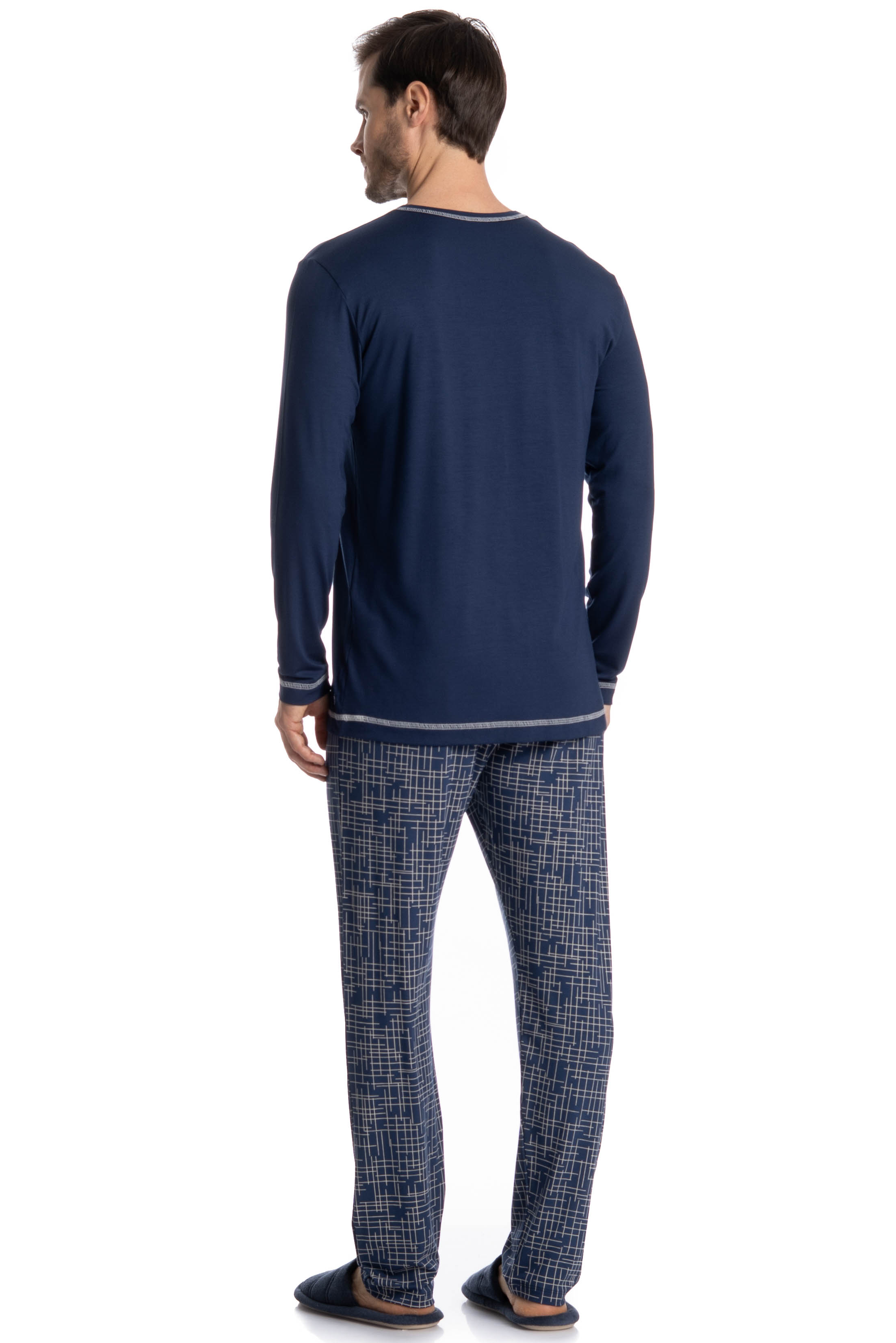 Pijama Masculino Longo Luigi Azul-marinho - Imagem 2
