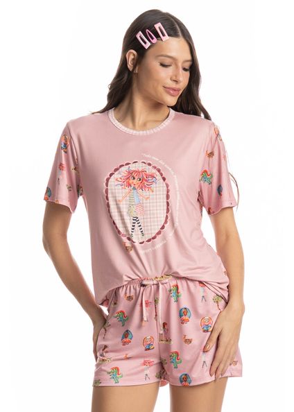 Pijama Curto Sítio Do Picapau Amarelo Rosa-3 - Imagem 1