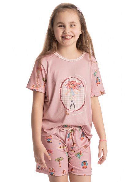 Pijama Infantil Curto Sítio Do Picapau Amarelo Rosa-3 - Imagem 1