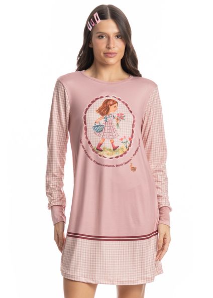 Camisão Manga Longa Sítio Do Picapau Amarelo Rosa-3 - Imagem 1