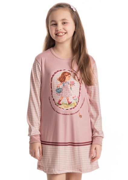 Camisão Infantil Manga Longa Sítio Do Picapau Amarelo Rosa-3 - Imagem 1