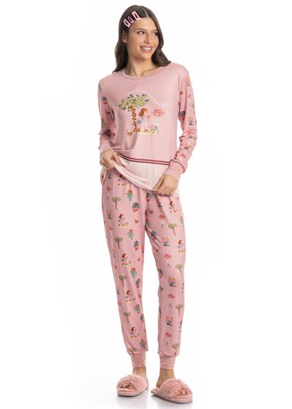 Pijama Feminino Longo Sítio Do Picapau Amarelo Rosa-3 - Imagem 1