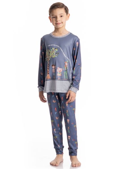 Pijama Masculino Infantil Longo Sítio Do Picapau Amarelo Azul-2 - Imagem 1