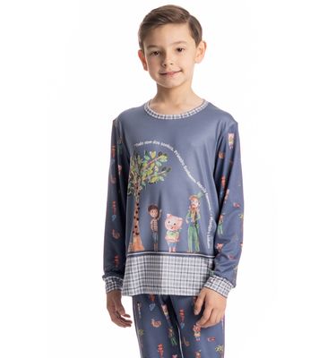 Pijama Masculino Infantil Longo Sítio Do Picapau Amarelo - Imagem 3 - Mobile