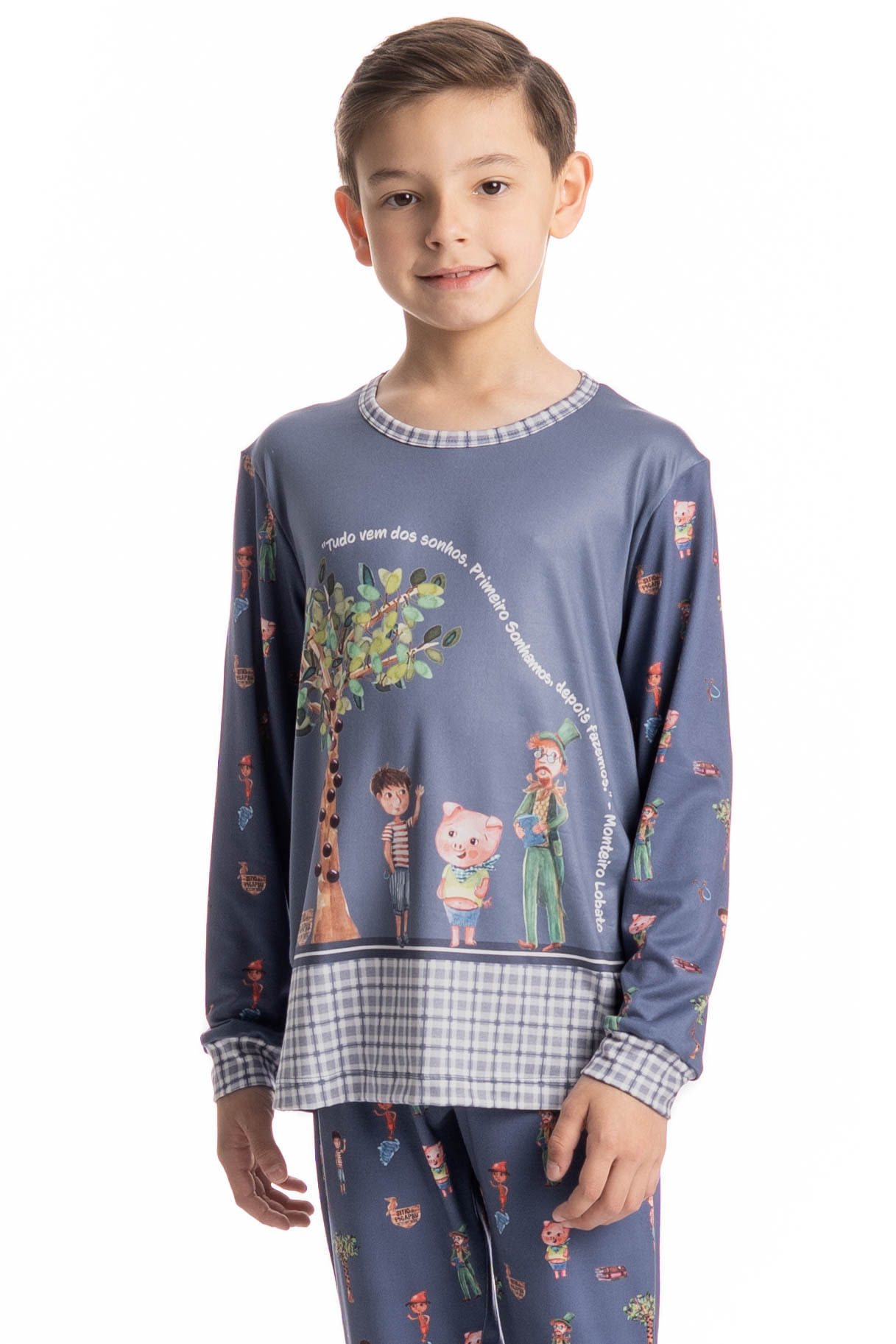 Pijama Masculino Infantil Longo Sítio Do Picapau Amarelo - Imagem 3 - Mobile