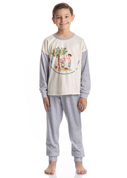 Pijama Masculino Infantil Velvet Longo Sítio Do Picapau Amar Azul-2 - Imagem 1