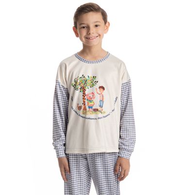Pijama Masculino Infantil Velvet Longo Sítio Do Picapau Amar - Imagem 3 - Mobile