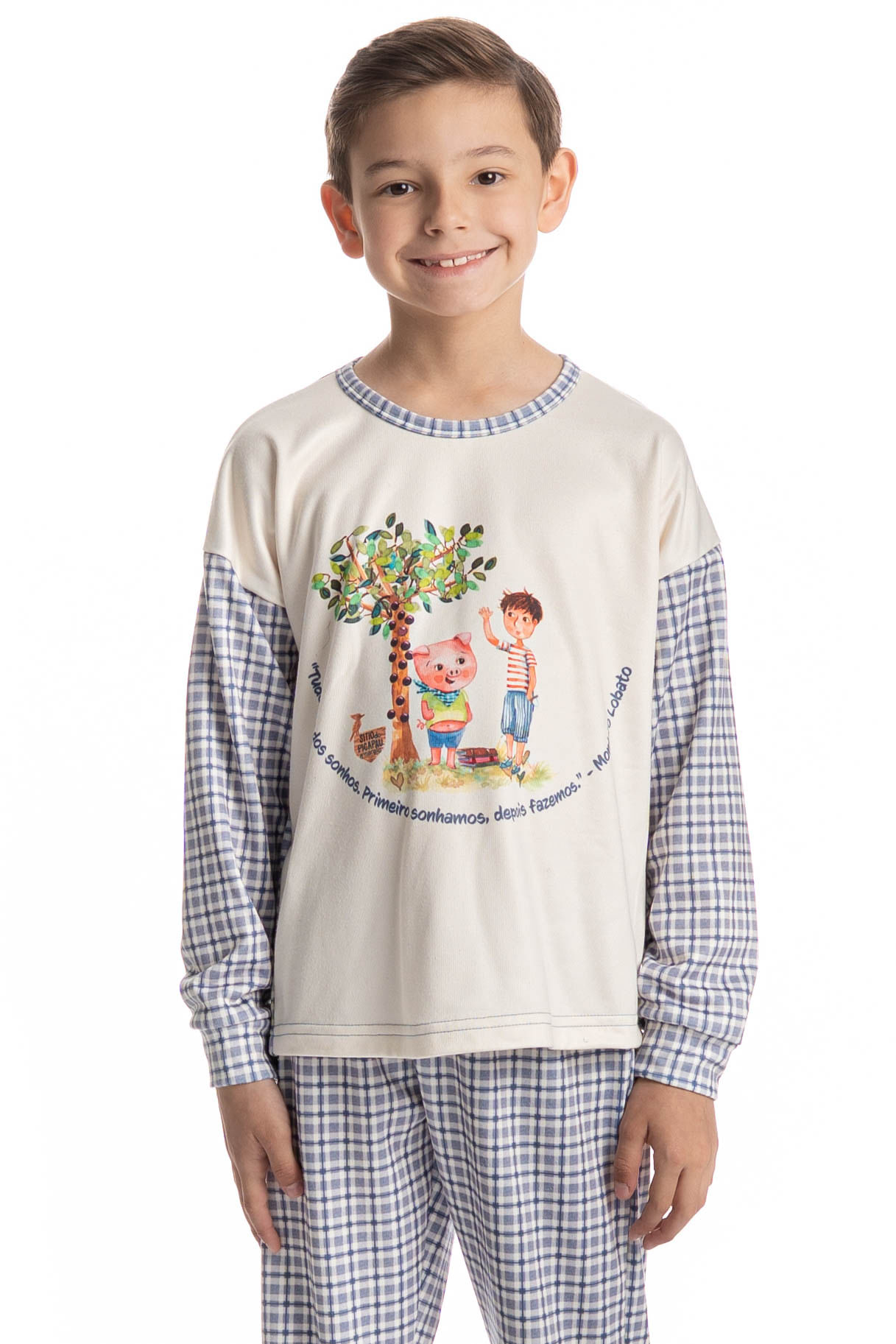 Pijama Masculino Infantil Velvet Longo Sítio Do Picapau Amar - Imagem 3 - Mobile