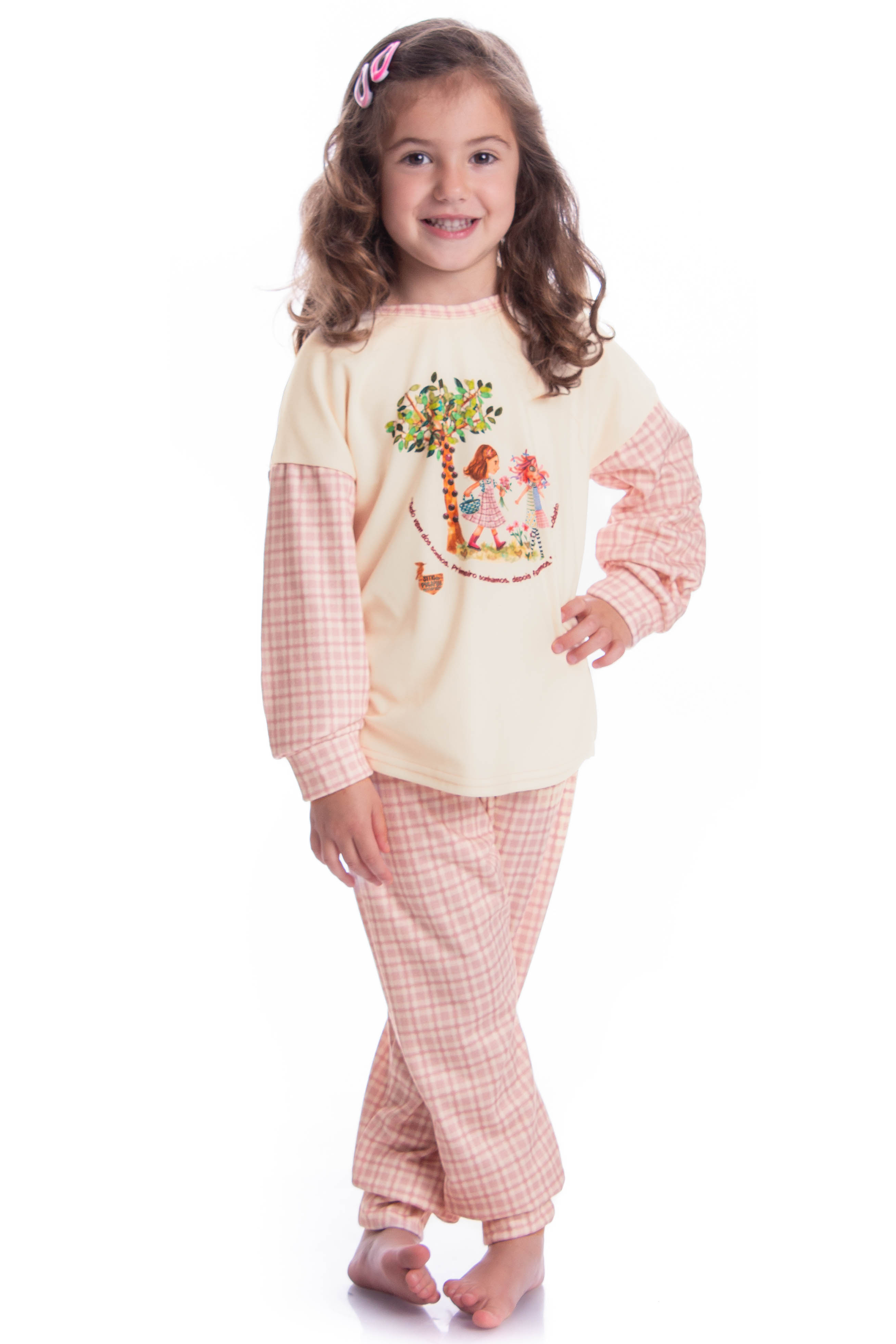 Pijama Feminino Infantil Velvet Longo Sítio Do Picapau Amare Rosa-3 - Imagem 1