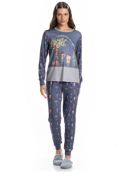 Pijama Longo Sítio Do Picapau Amarelo Azul-2 - Imagem 1