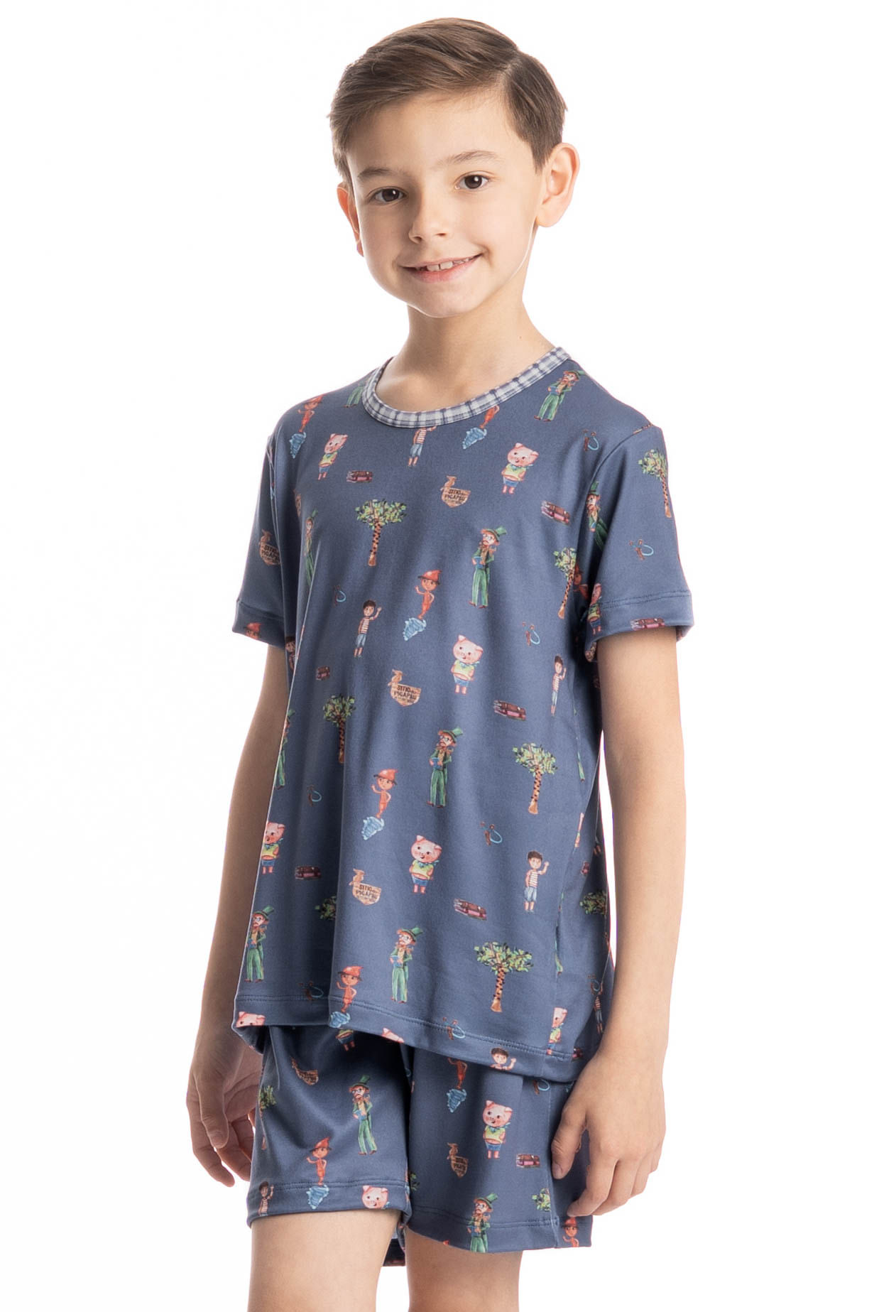 Pijama Masculino Infantil Curto Sítio Do Picapau Amarelo - Imagem 1 - Mobile
