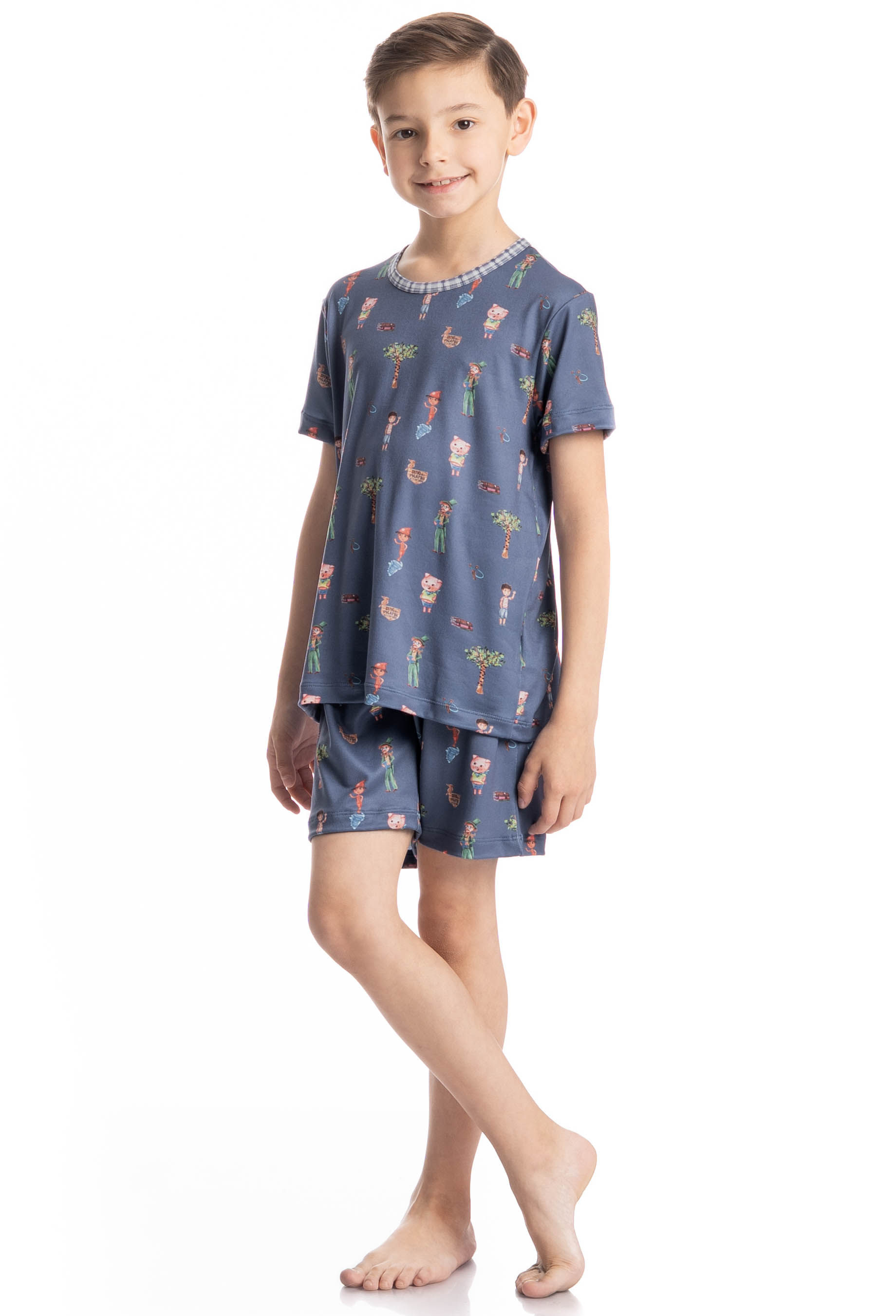 Pijama Masculino Infantil Curto Sítio Do Picapau Amarelo - Imagem 3 - Mobile