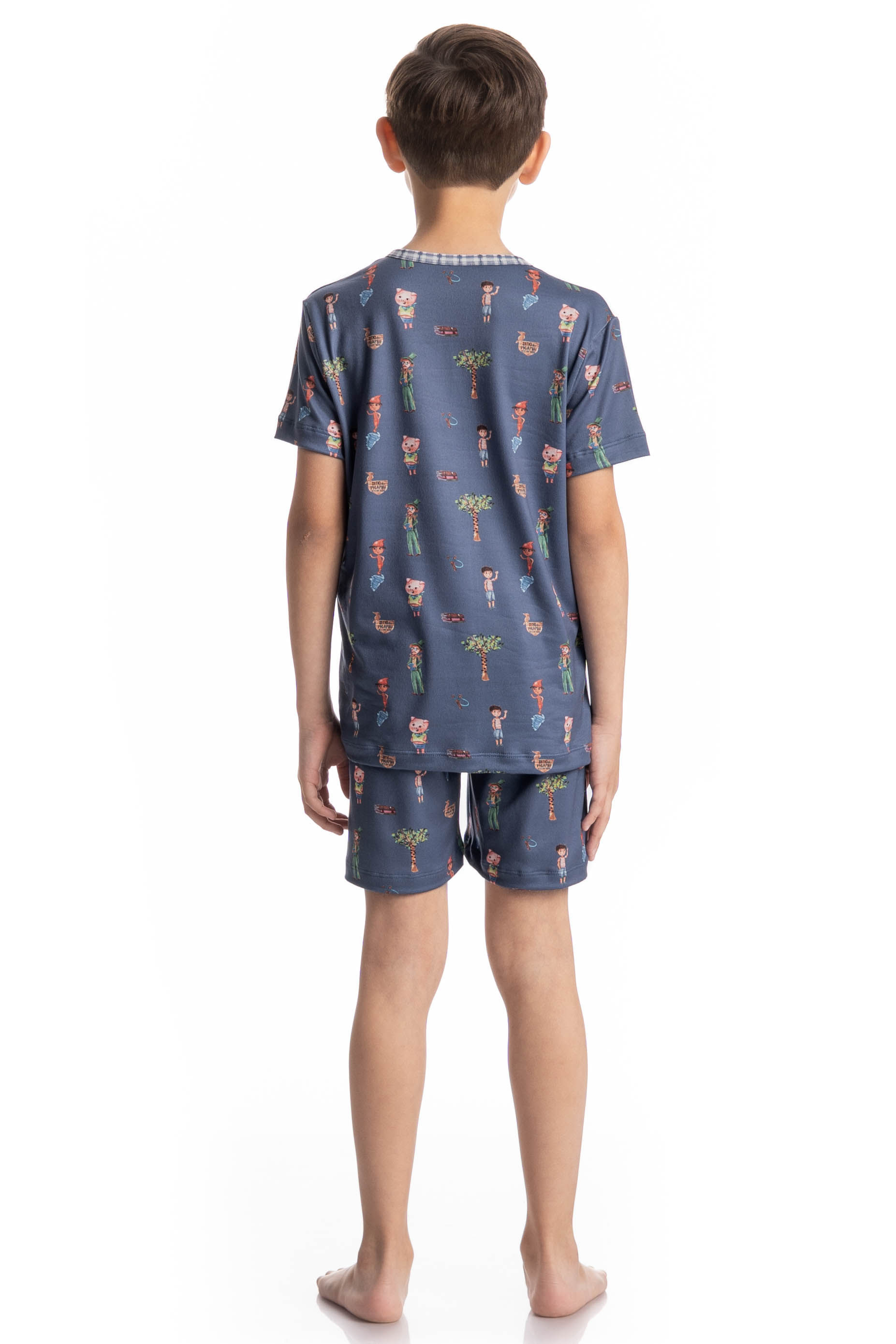 Pijama Masculino Infantil Curto Sítio Do Picapau Amarelo - Imagem 4 - Mobile