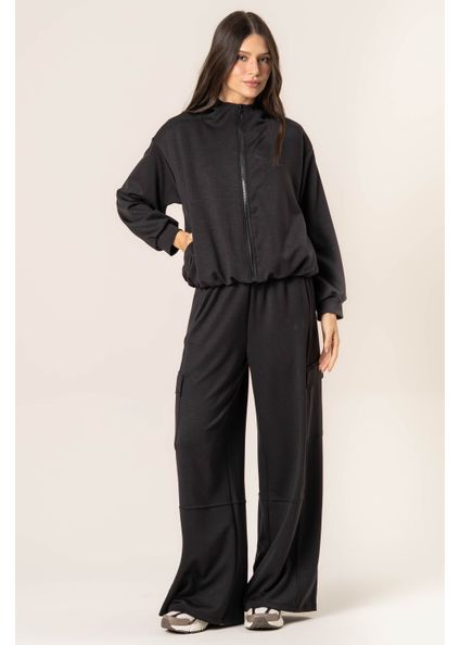 Calça Feminina Cargo Modal Duo Boxy Preto - Imagem 1