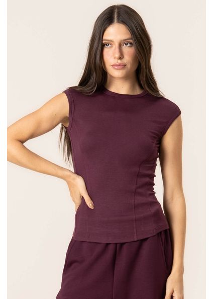 Blusa Canelada Modal Mini Manga Iconic Vermelho - Imagem 1
