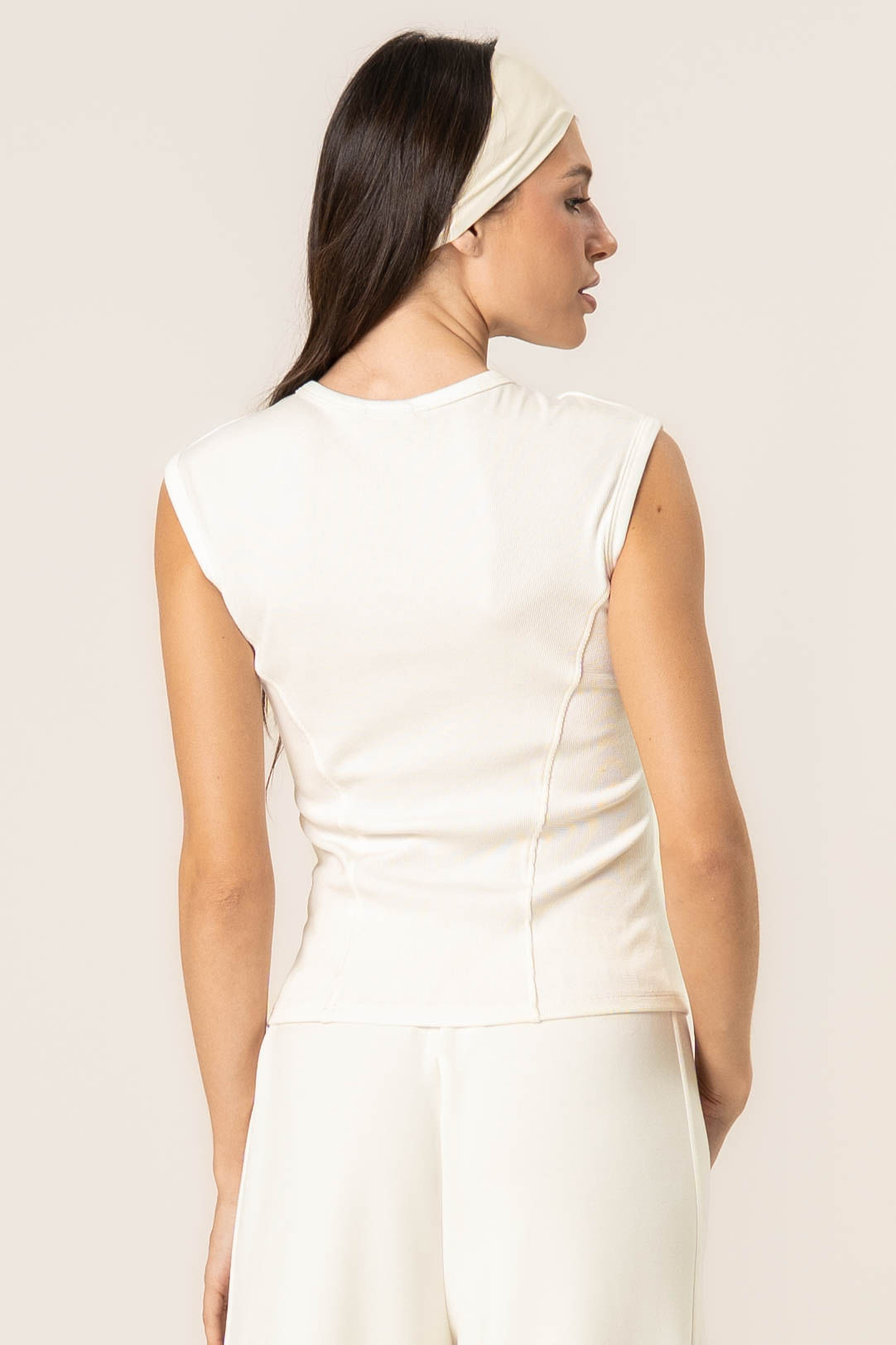 Blusa Canelada Mini Manga Boxy Branco - Imagem 2