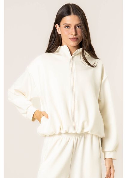 Jaqueta Com Capuz Duo Modal Boxy Branco - Imagem 1