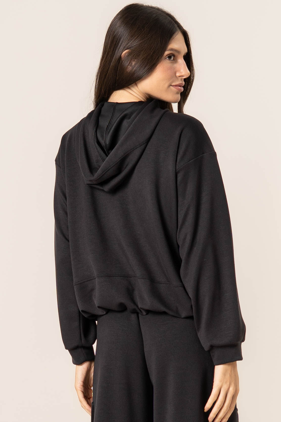 Jaqueta Com Capuz Duo Modal Boxy Preto - Imagem 2