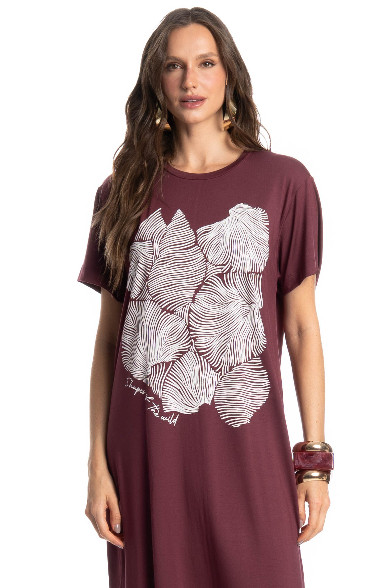 Vestido Com Manga Merlot - Imagem 3 - Mobile