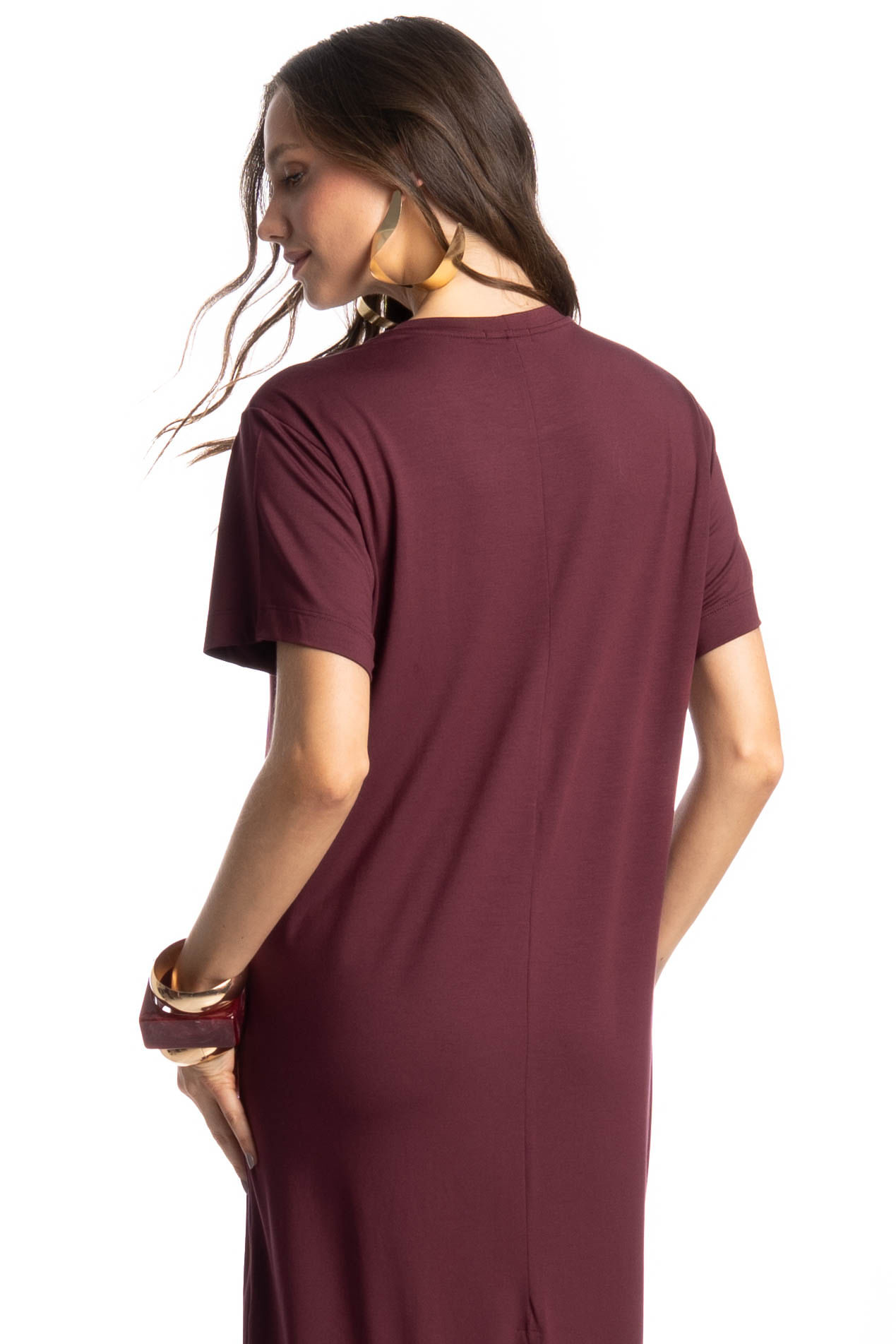 Vestido Com Manga Merlot - Imagem 4 - Mobile