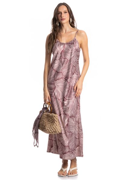 Vestido De Alcinha Cetim Merlot Vinho - Imagem 1