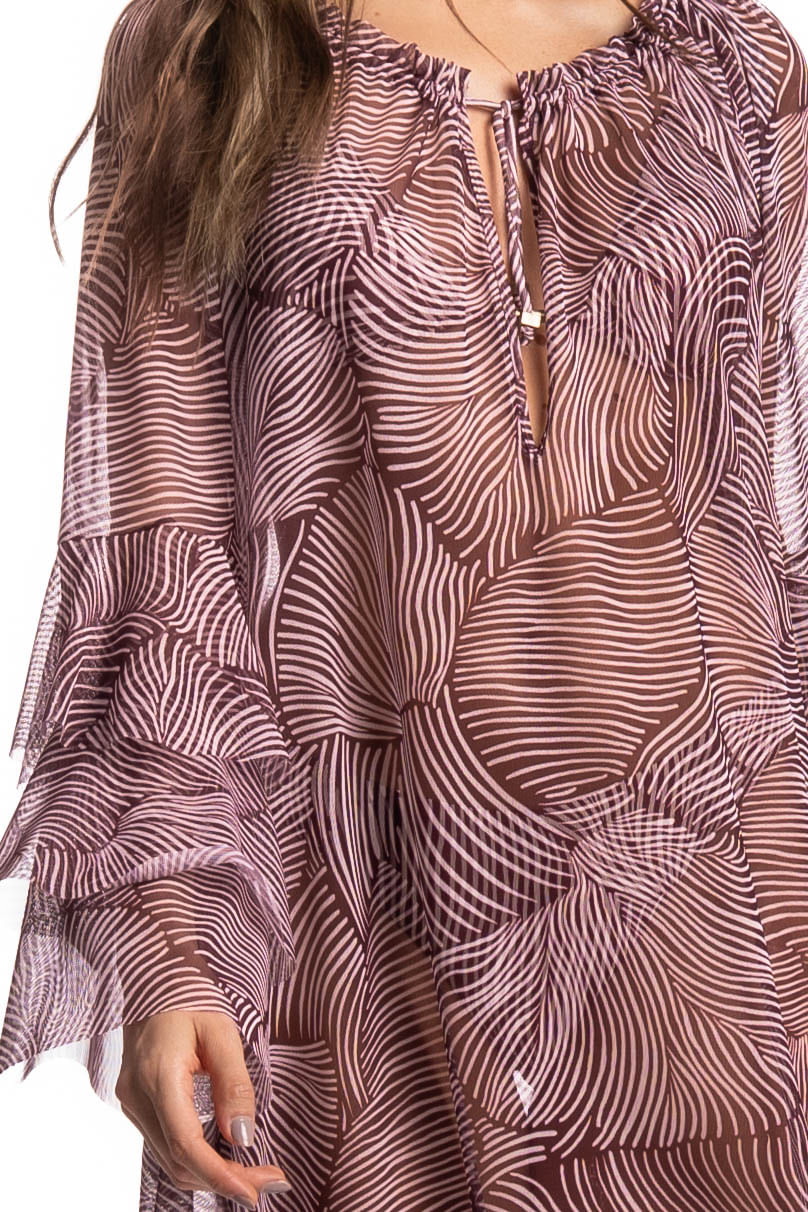 Vestido De Tule Com Babados Merlot - Imagem 5 - Mobile