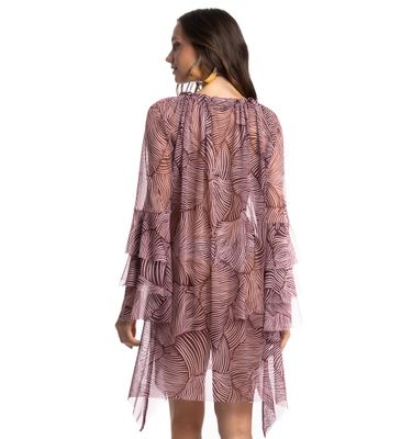 Vestido De Tule Com Babados Merlot - Imagem 2 - Mobile