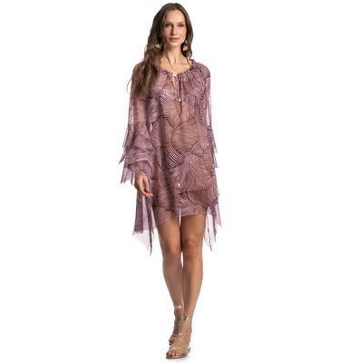 Vestido De Tule Com Babados Merlot - Imagem 3 - Mobile