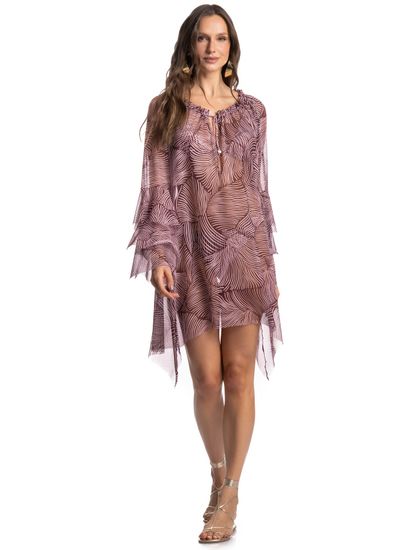 Vestido De Tule Com Babados Merlot - Imagem 3 - Desktop