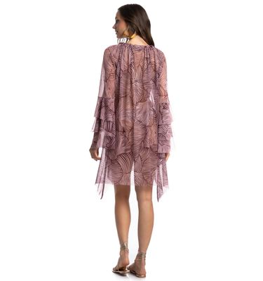 Vestido De Tule Com Babados Merlot - Imagem 4 - Mobile
