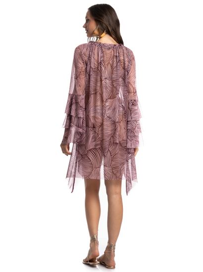 Vestido De Tule Com Babados Merlot - Imagem 4 - Desktop