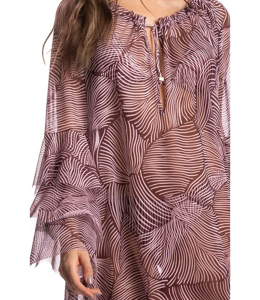 Vestido De Tule Com Babados Merlot - Imagem 5 - Desktop