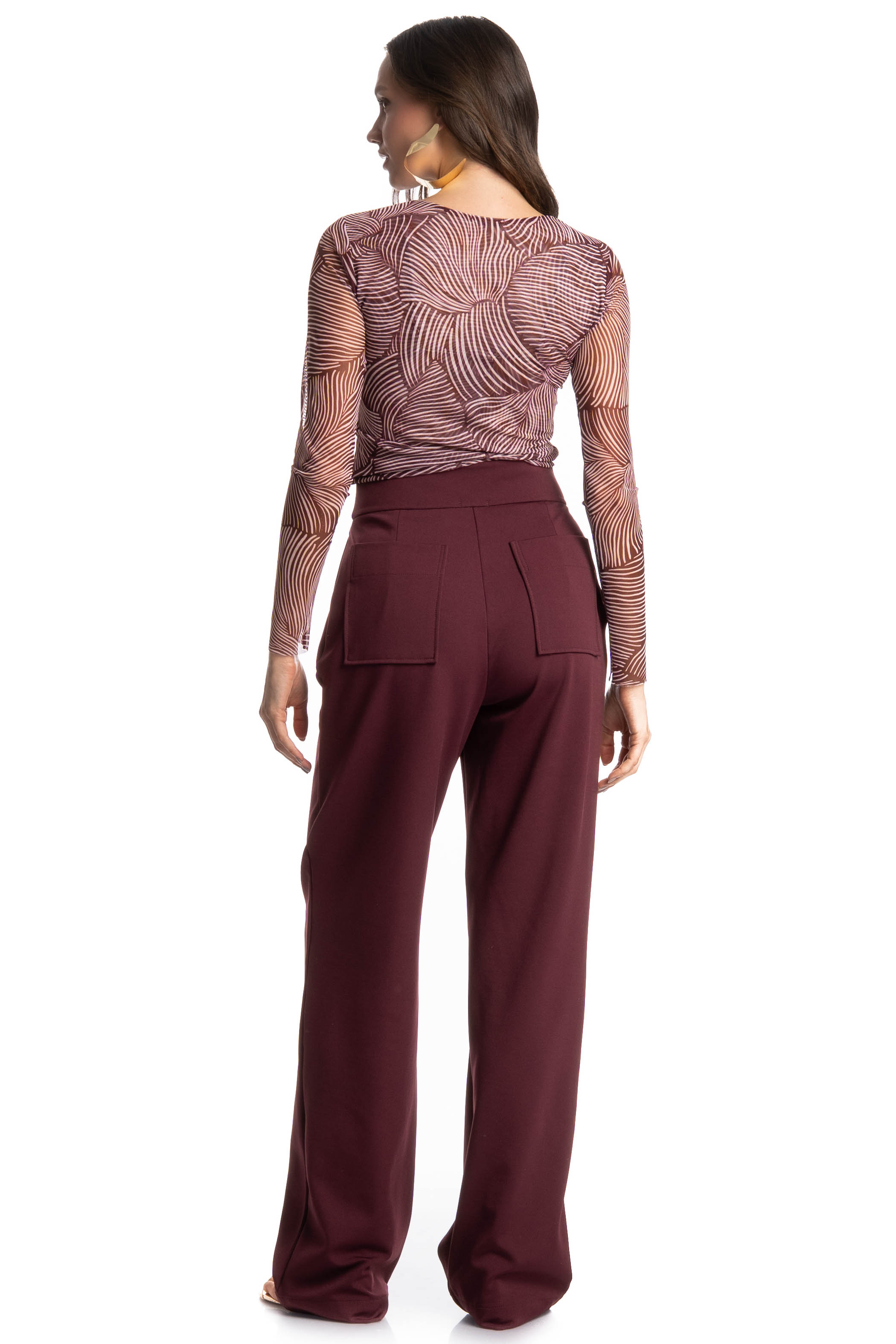 Blusa Manga Longa De Tule Merlot - Imagem 4 - Mobile